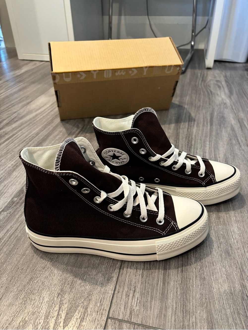 Converse High Top Sneakers - Brown and White - Picture 4 of 5